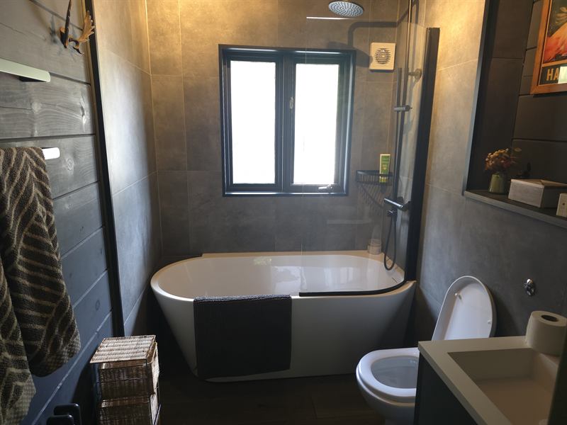The ground-floor family bathroom, with a bath and walk-in shower